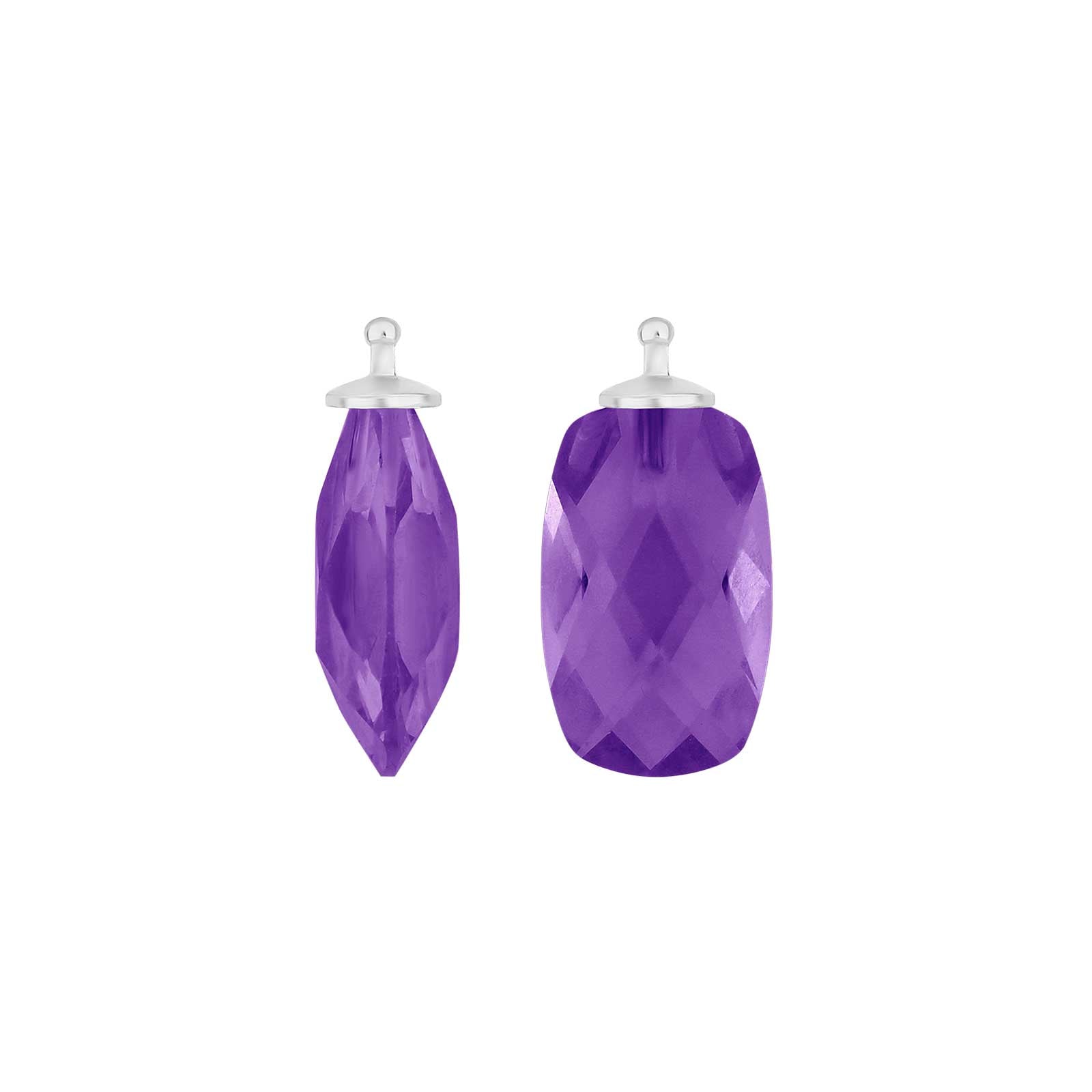 Eleganter Heide-Heinzendorff-Anhänger für Ohrringe aus Silber mit facettiertem violettem Quarzglas in Farbe 32