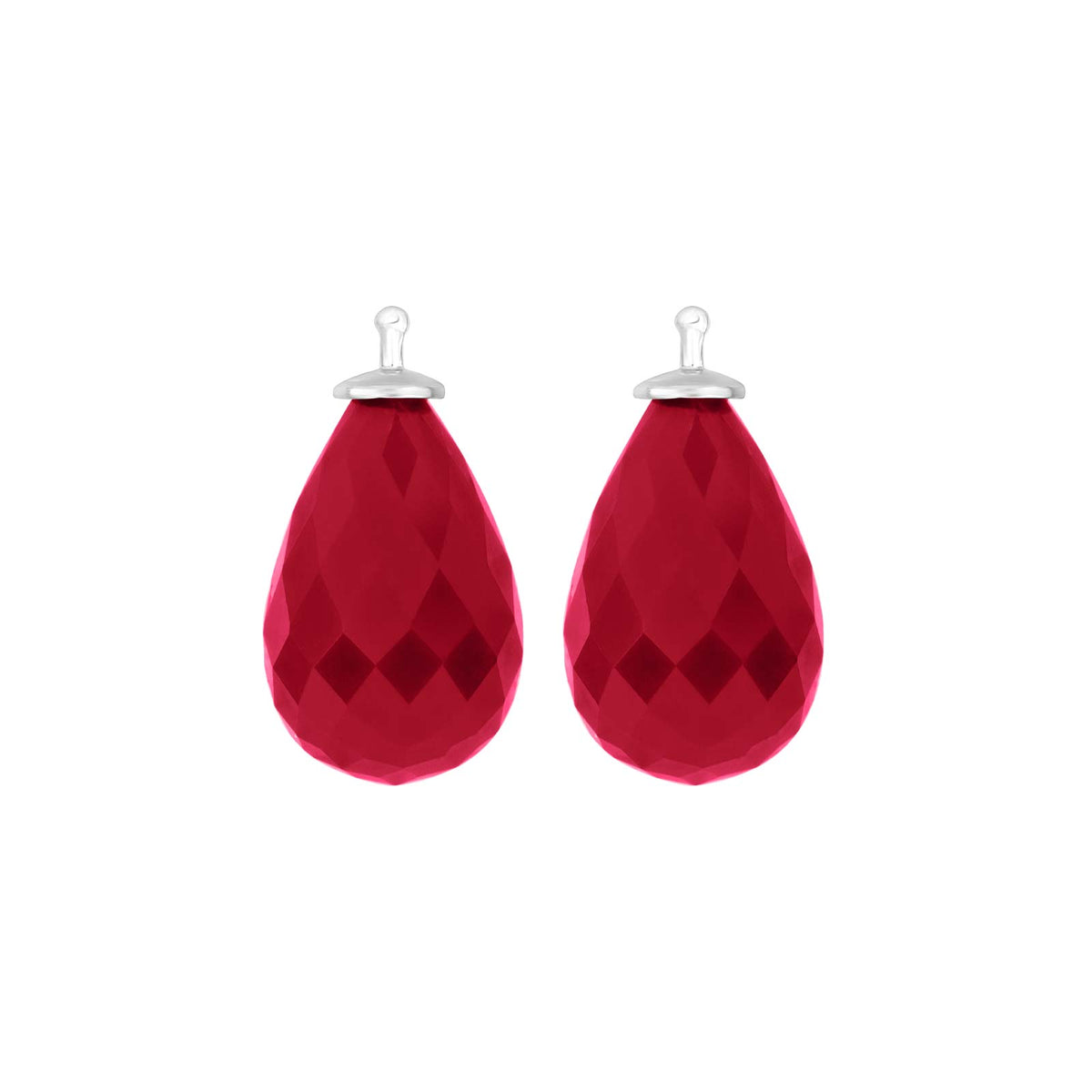 Eleganter Heide Heinzendorff System-Anhänger für Ohrringe aus rhodiniertem Silber mit tropfenförmigem, pink-rot facettiertem Quarzstein in 11 x 17 mm – ein stilvolles und raffiniertes Schmuckstück aus dem Schmuckzentrum.