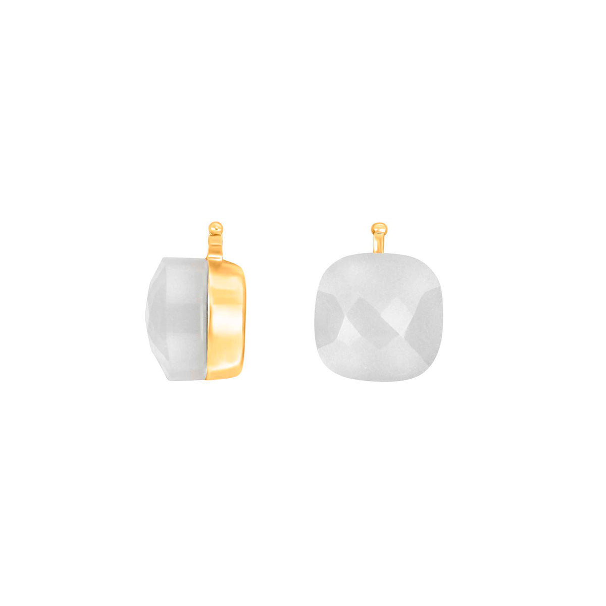 Elegante Kristallglas-Ohrringe von Heide Heinzendorff aus vergoldetem Silber, verziert mit facettierten hellgrünen Zirkoniasteinen, 7 mm