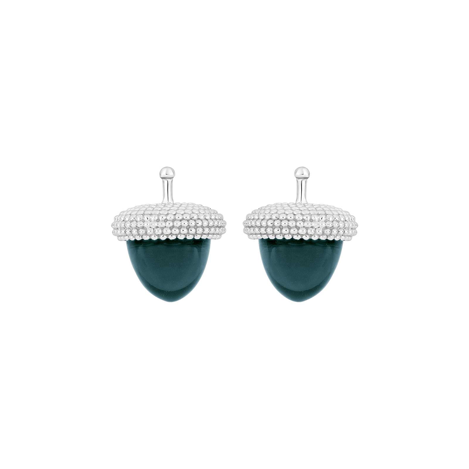 Eleganter, eichelförmiger System-Anhänger von Heide Heinzendorff aus rhodiniertem Silber mit blauem Quarzglas.