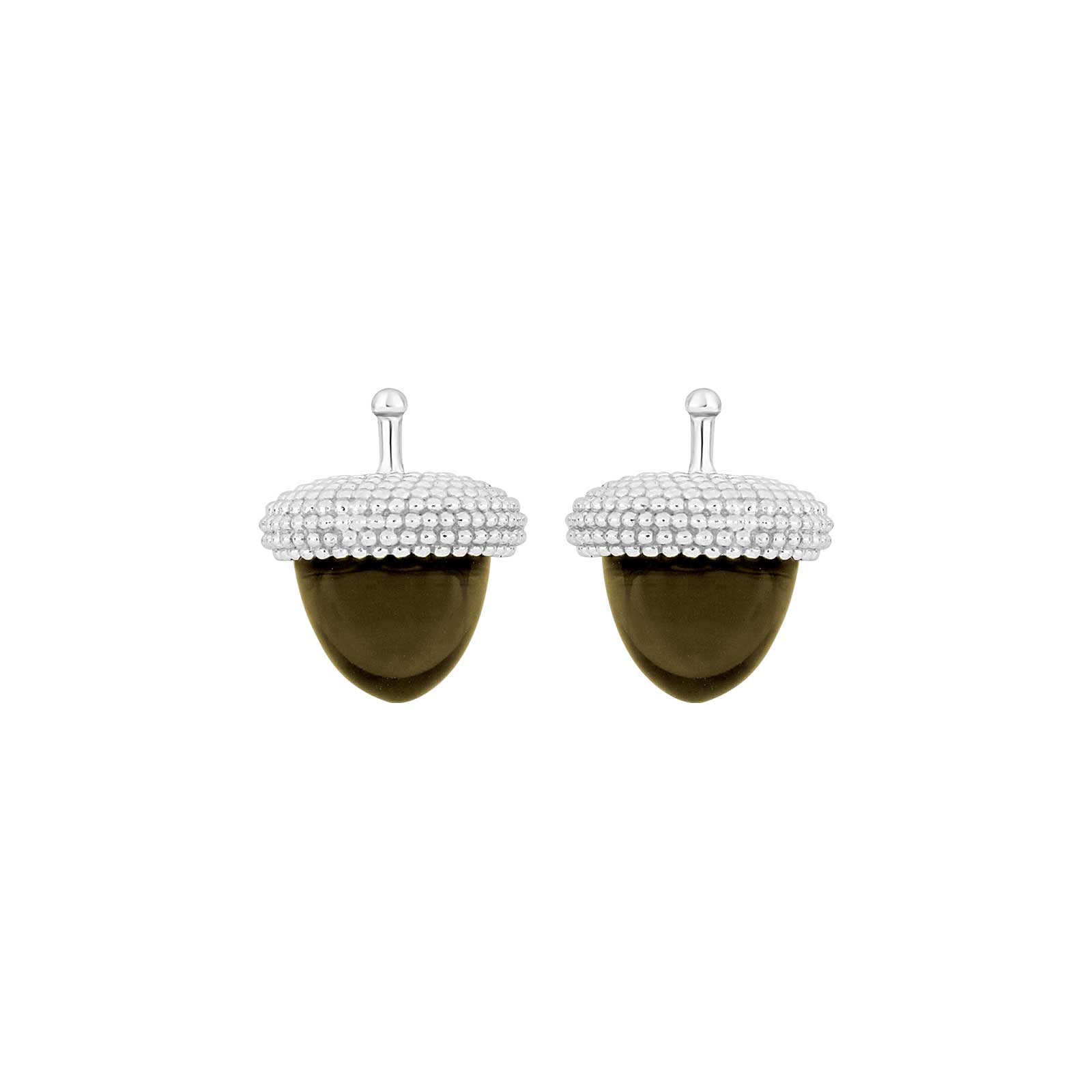 Elegante, tropfenförmige Silberohrringe von Heide Heinzendorff mit dunklem Quarz, 8 × 11 mm