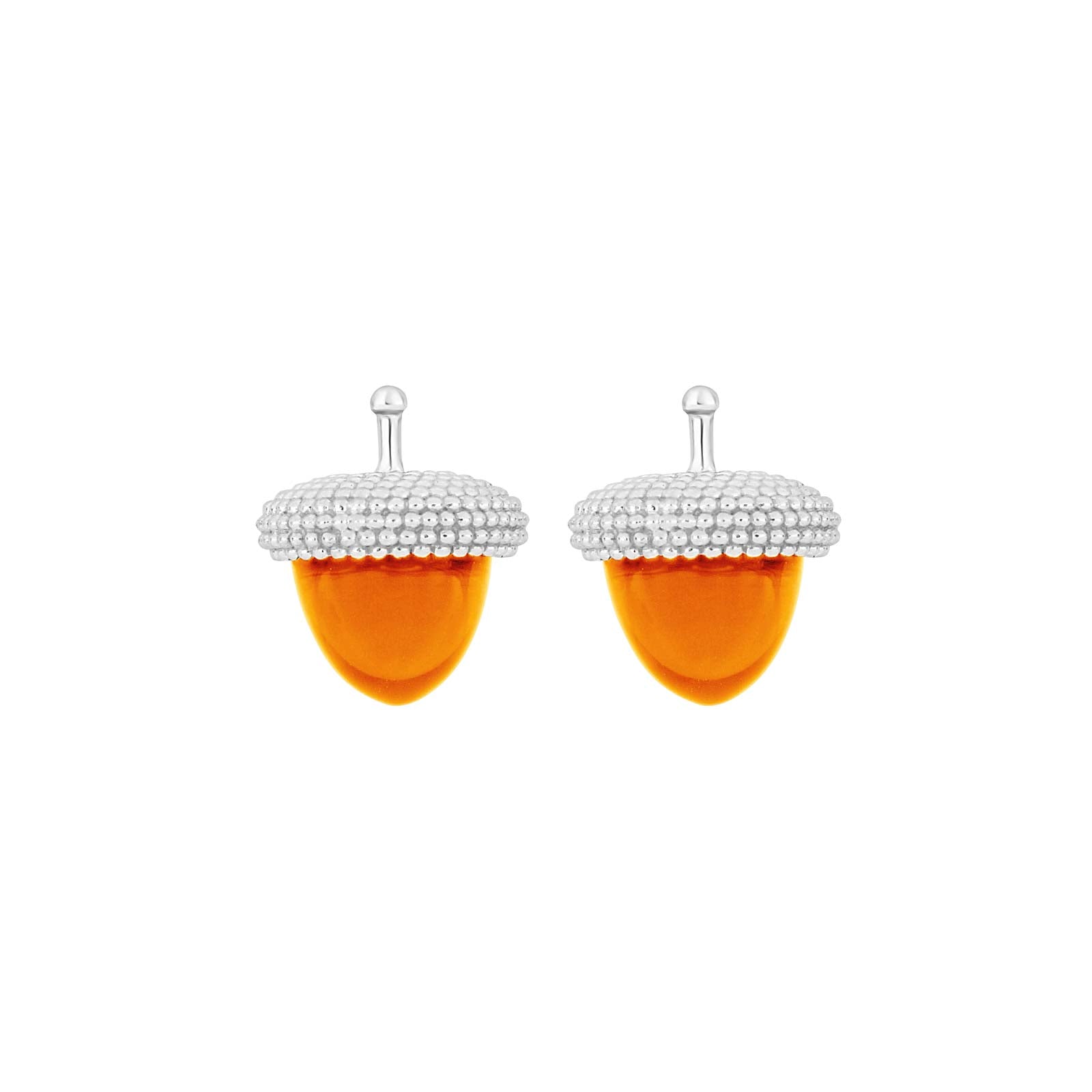 Elegante, organisch geformte Ohrringe von Heide Heinzendorff aus Silber mit leuchtend orangefarbenem Quarz.