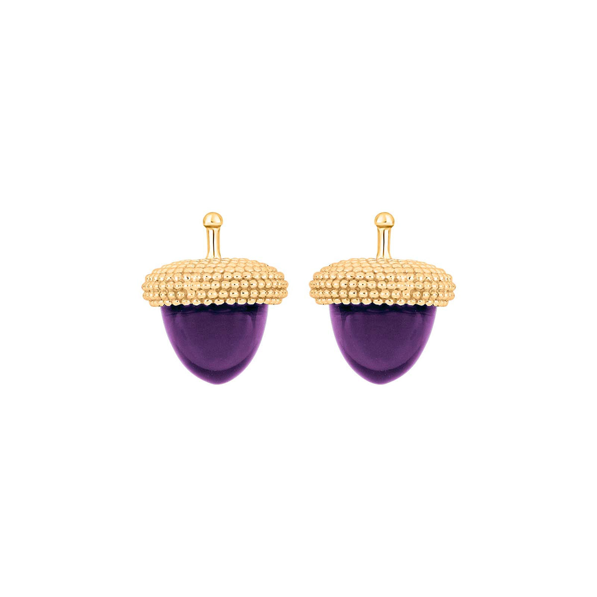 Elegante Heide-Heinzendorff-Eichel-Ohrringe aus vergoldetem Silber mit violettem Quarz, 11 × 10 mm – stilvoll erhältlich im Schmuckzentrum.