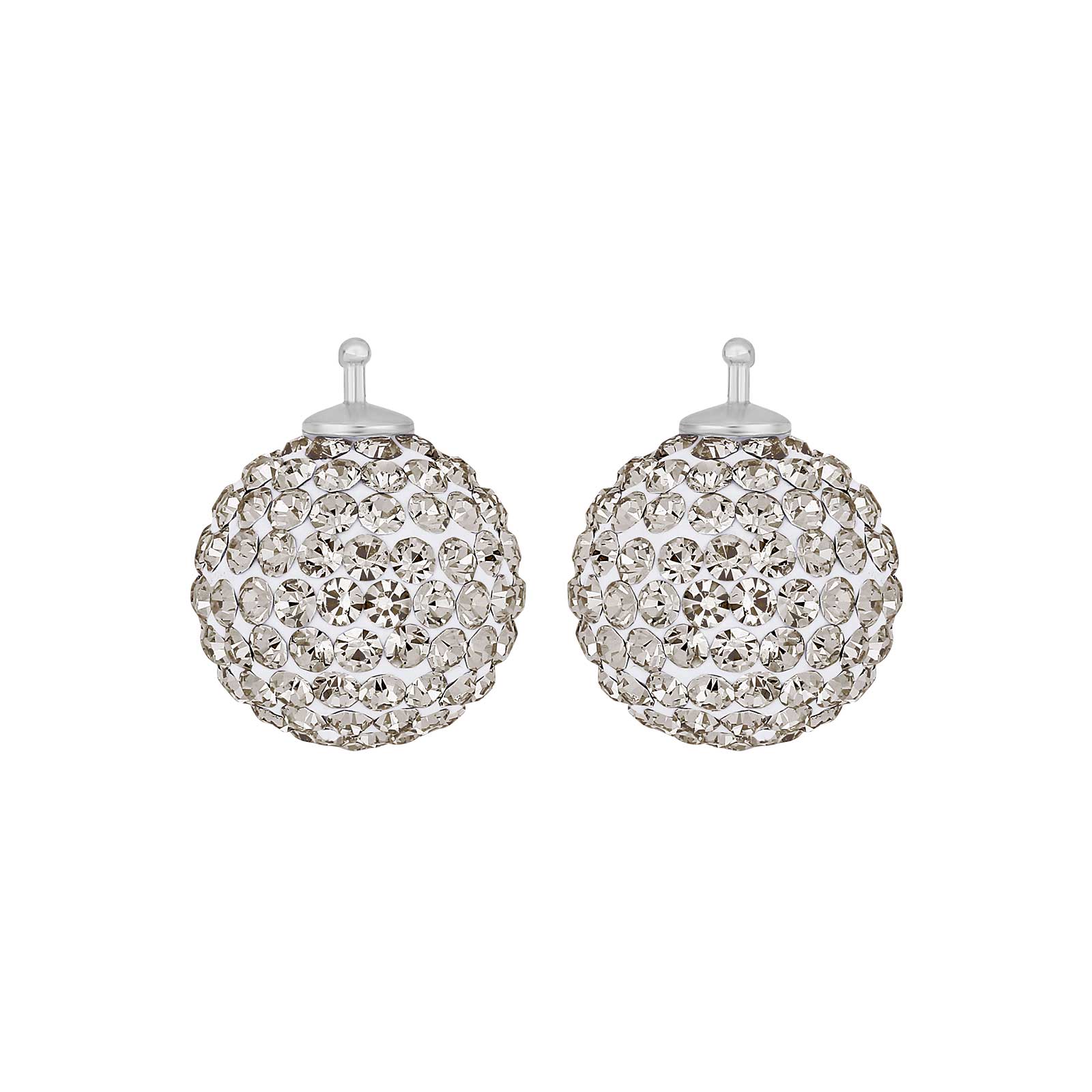 Elegante Heide Heinzendorff Pavé-Kugelohrringe aus rhodiniertem Silber mit funkelnden Zirkonia – ein stilvolles und zeitloses Schmuckstück.