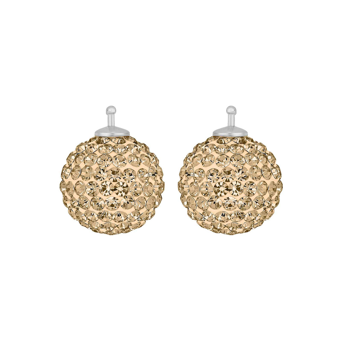 Heide Heinzendorff Pavé-Kugelohrringe aus Silber mit Zirkonia und weißen Steinen, 14 × 14 mm