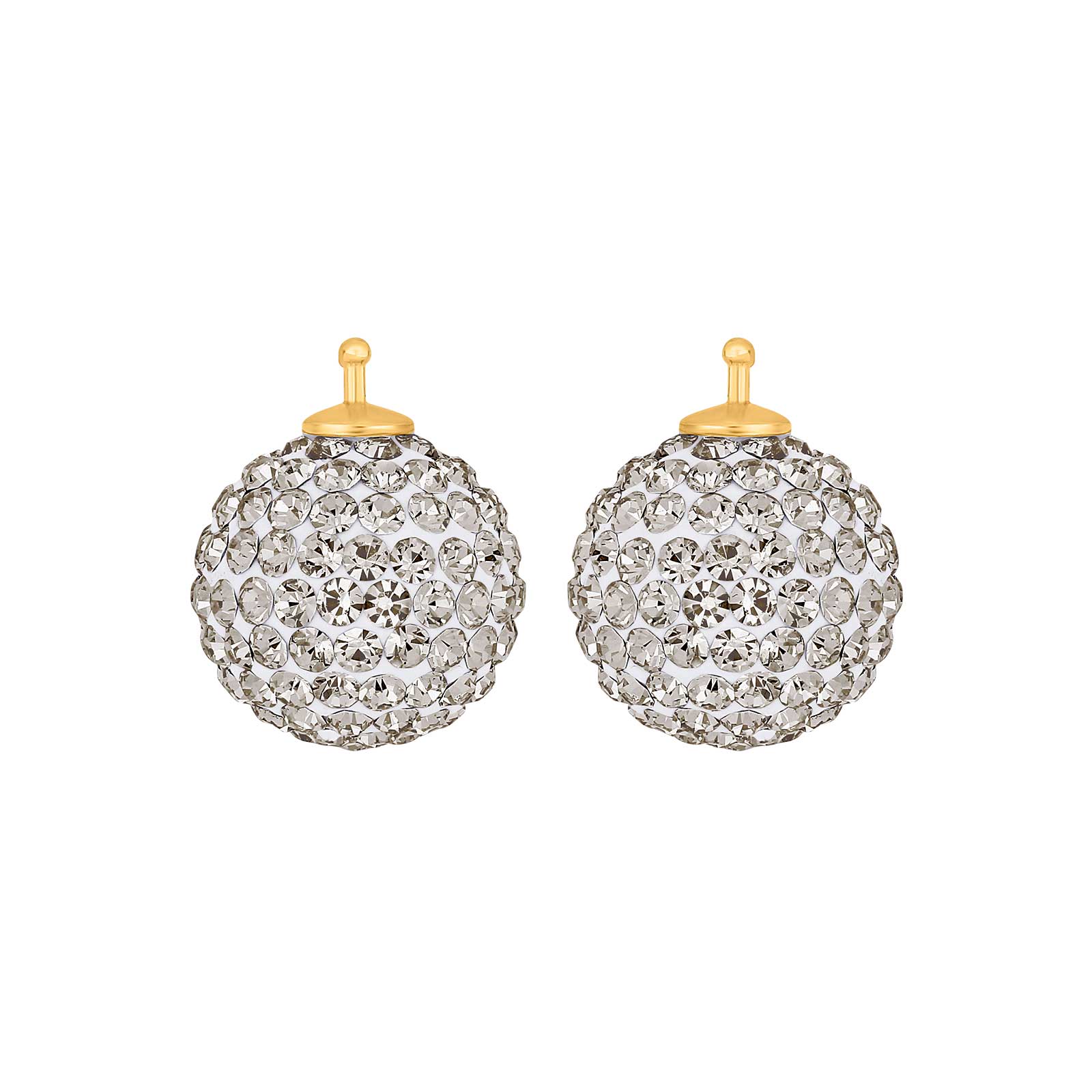 Elegante Pavé-Kugelohrringe aus vergoldetem Silber mit funkelnden Zirkonia, 14 mm
