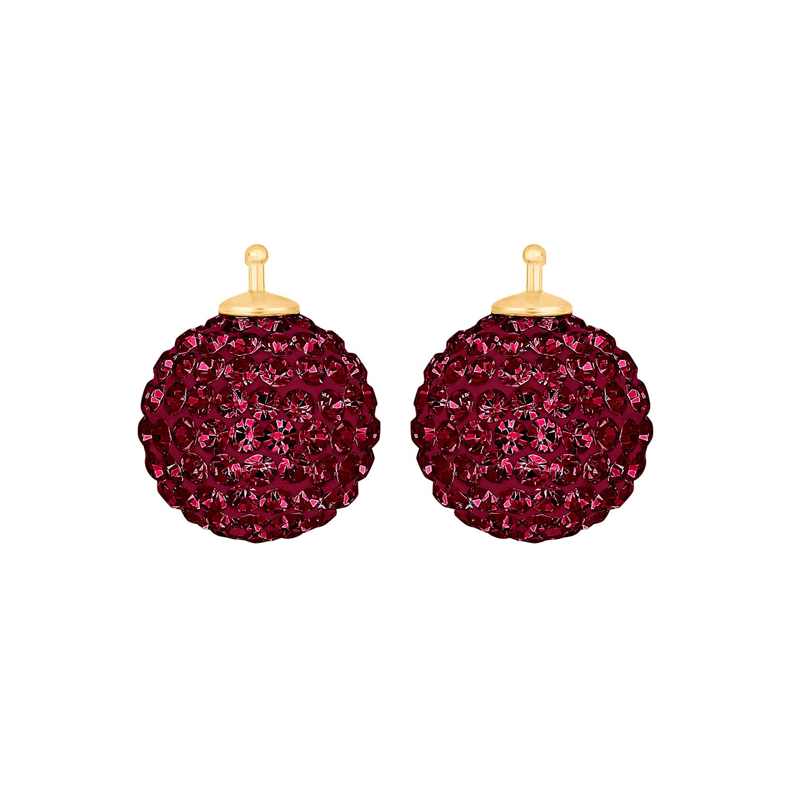 Elegante Heide Heinzendorff Pavé-Kugelohrringe aus vergoldetem Silber mit funkelnden roten Zirkonia, 14 mm