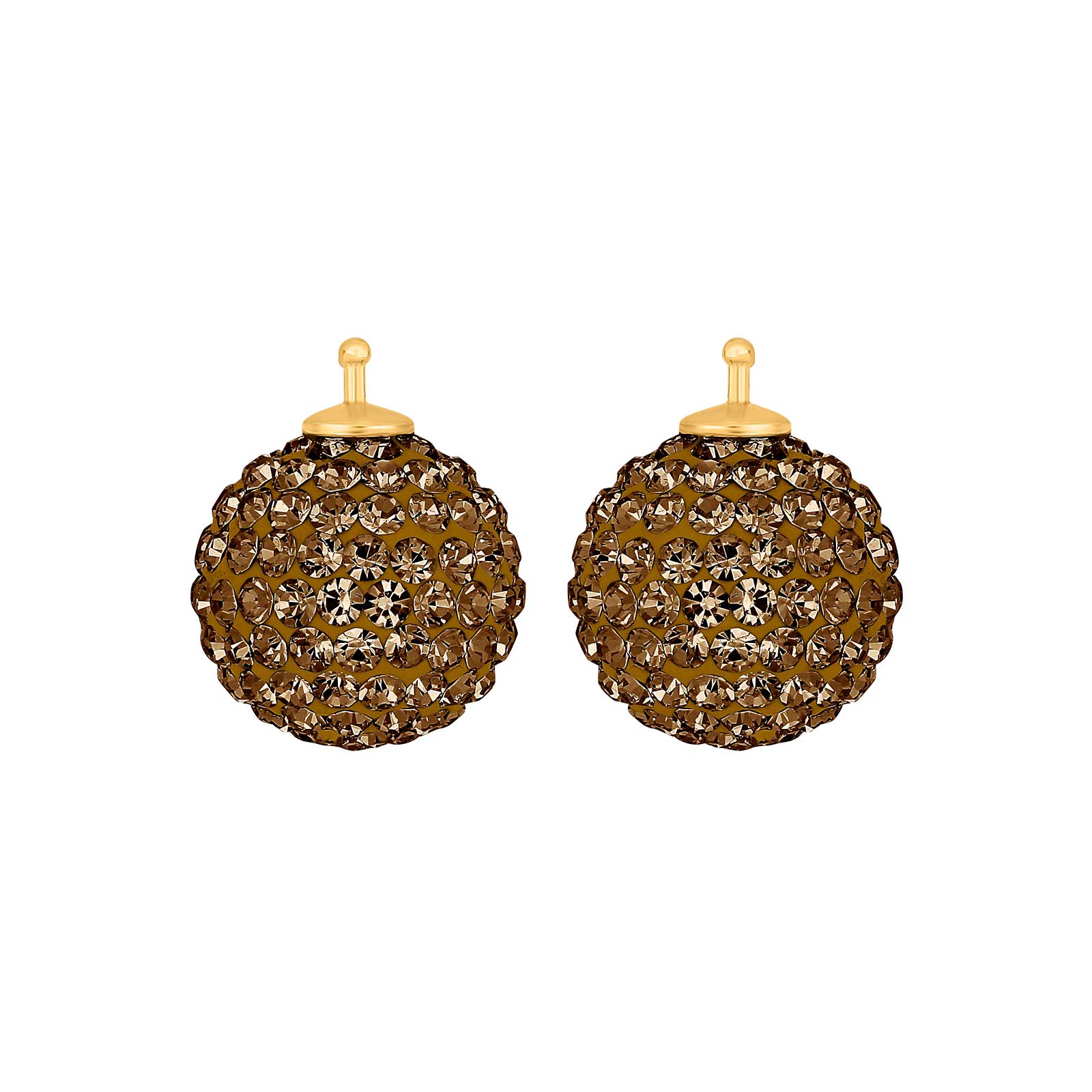 Elegante Heide Heinzendorff Pavé-Kugelohrringe aus vergoldetem Silber mit funkelnden braunen Zirkonia – stilvoll und zeitlos.