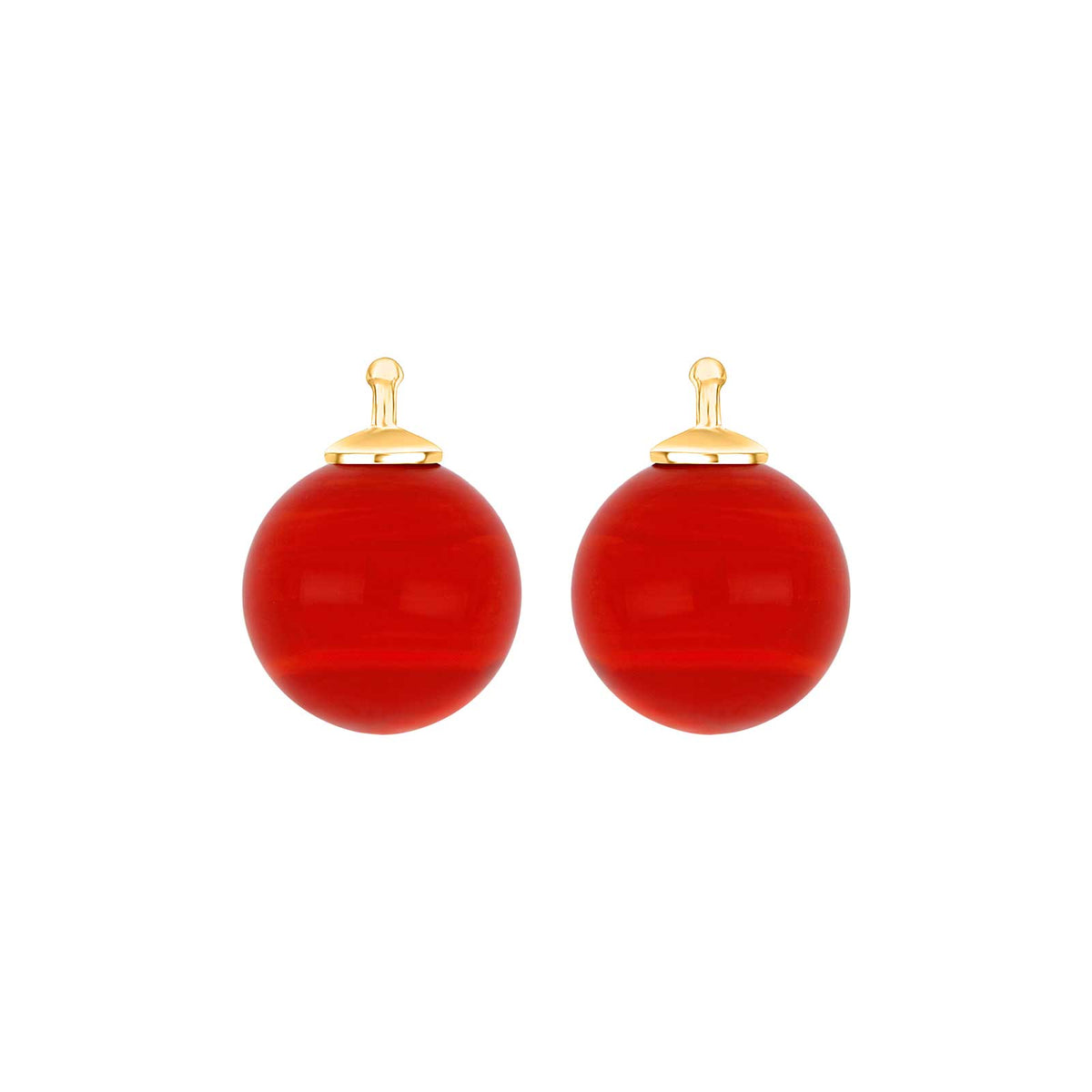 Eleganter Heide-Heinzendorff-Kugelanhänger aus böhmischem Quarzglas und vergoldetem Silber mit rotem Quarz, 12 mm