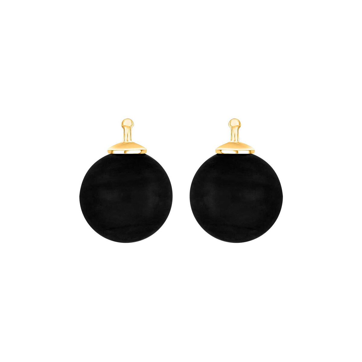 Eleganter Heide-Heinzendorff-Quarzglas-Anhänger für Ohrringe aus vergoldetem Silber mit raffiniertem schwarzem Quarz, 12 mm