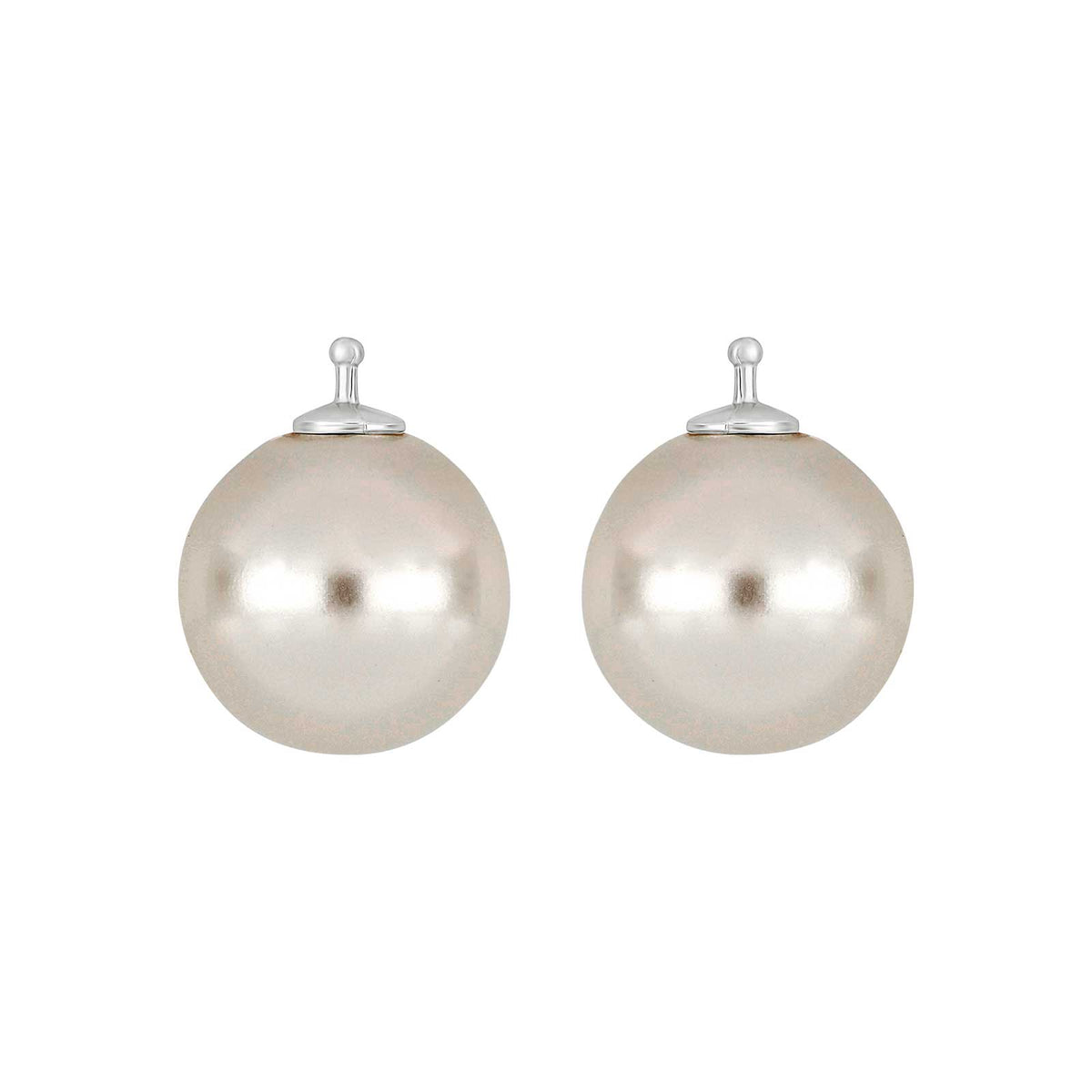 Elegante Heide Heinzendorff Mallorca Perle System-Ohrhänger aus Silber mit weißen Perlen, 14 × 14 mm