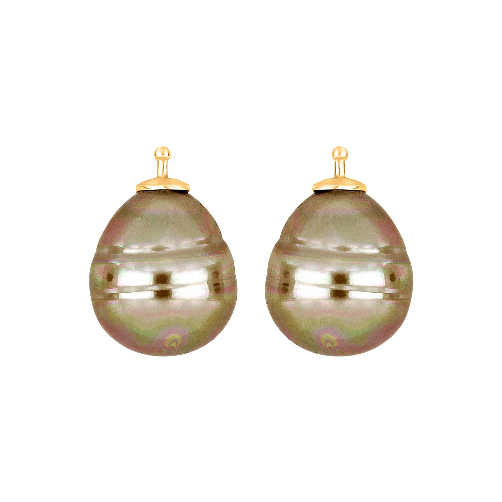 Elegante Heide Heinzendorff Mallorca Ohrringe aus vergoldetem Silber mit graugrünen Barockperlen, 13 × 16 mm – ein stilvolles und zeitloses Schmuckstück vom Schmuckzentrum.