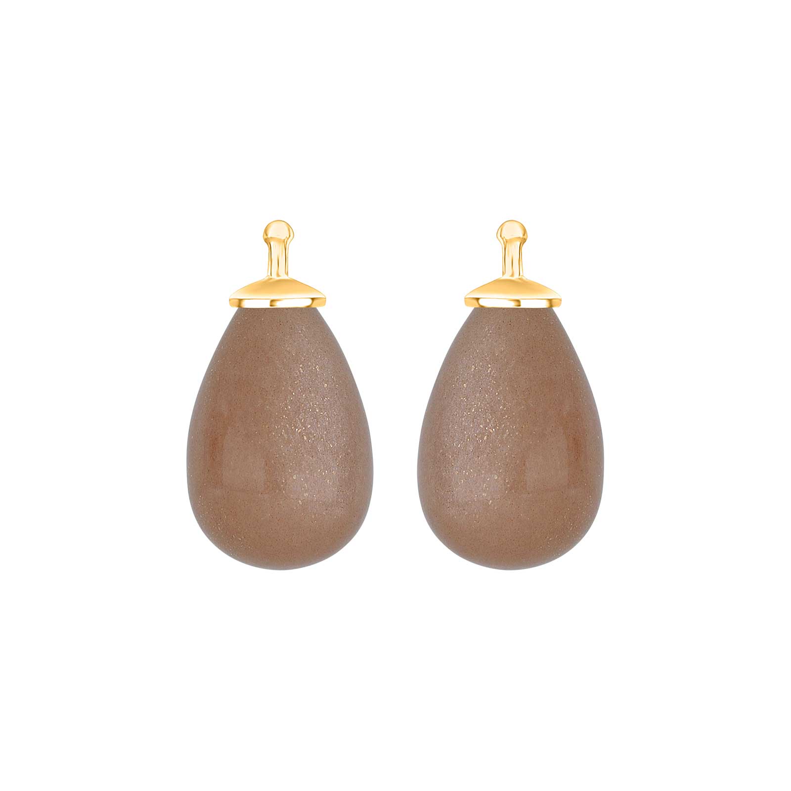 Elegante Heide Heinzendorff Chokolade-Tropfenohrringe aus 8-karätigem Gold mit schimmerndem Mondstein.