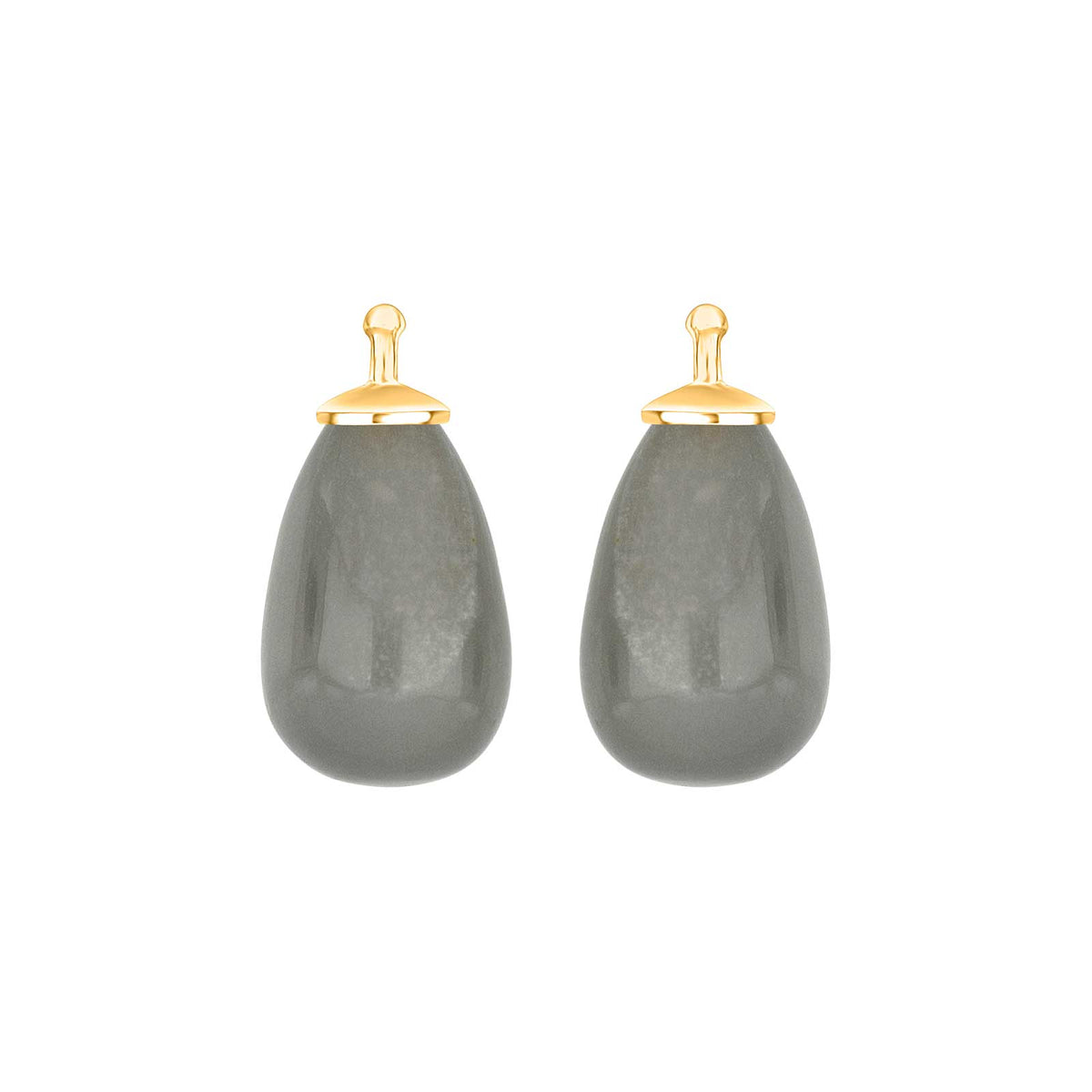 Elegante Tropfenohrringe von Heide Heinzendorff aus 8-karätigem Gold mit grauen Mondsteinen.