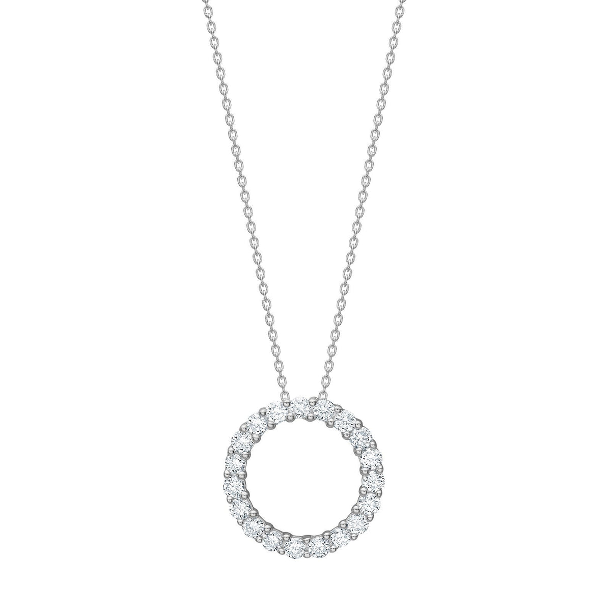 Siersbøl LUXURY halskæde cirkel i hvidguld med lab grown diamant, packshot