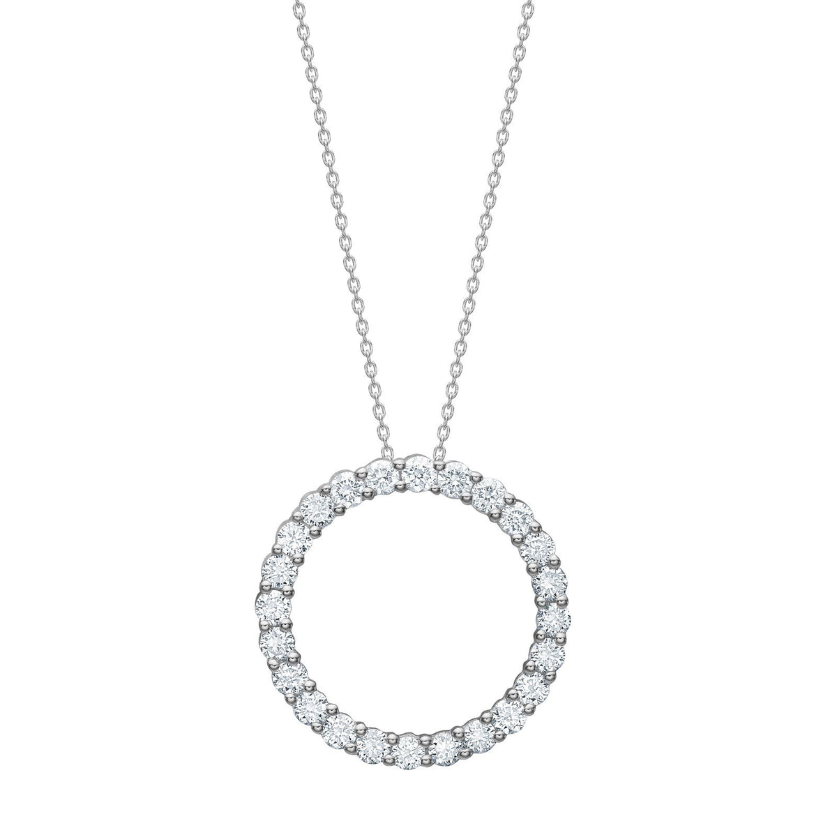 Siersbøl LUXURY halskæde cirkel i hvidguld med lab grown diamant, packshot
