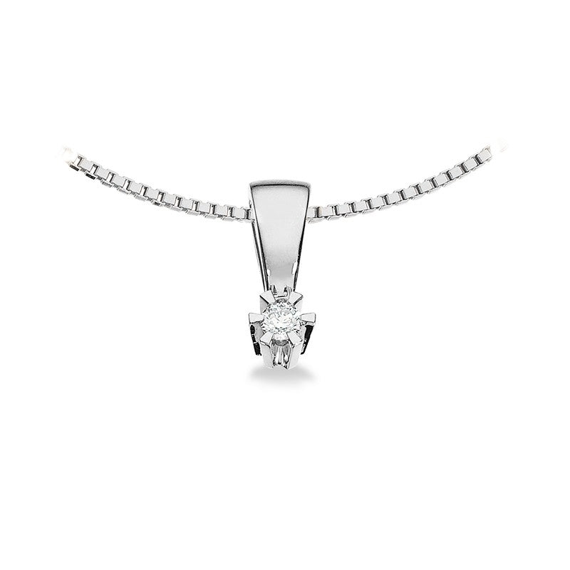 Prinzessin-Anhänger in 14kt. Weißgold mit 0,03ct.-0,46ct. Diamant