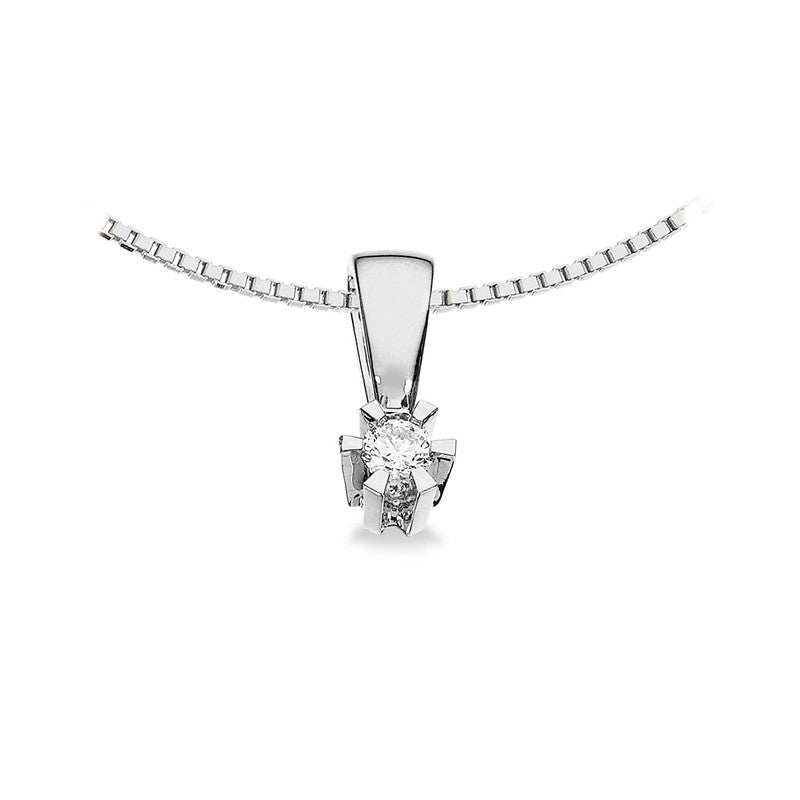 Prinzessin-Anhänger in 14kt. Weißgold mit 0,03ct.-0,46ct. Diamant