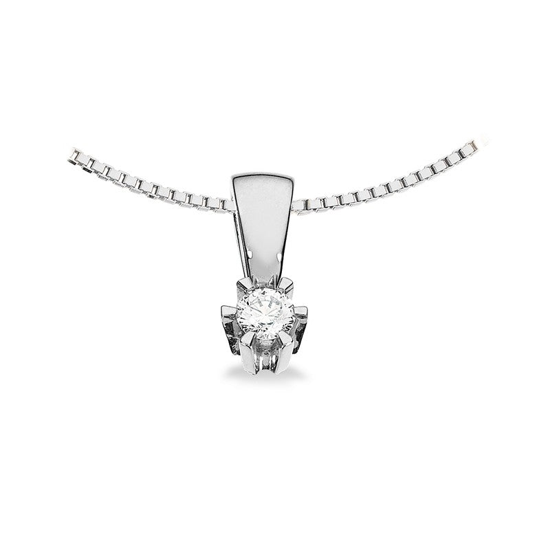 Prinzessin-Anhänger in 14kt. Weißgold mit 0,03ct.-0,46ct. Diamant