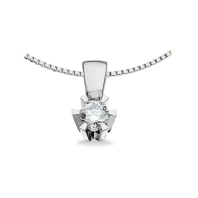 Prinzessin-Anhänger in 14kt. Weißgold mit 0,03ct.-0,46ct. Diamant