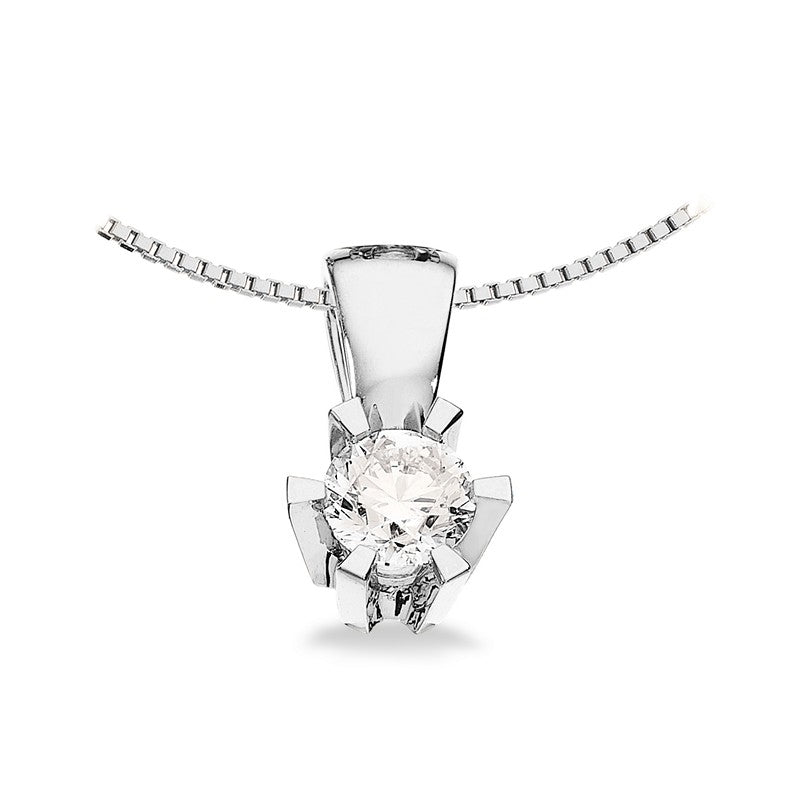 Prinzessin-Anhänger in 14kt. Weißgold mit 0,03ct.-0,46ct. Diamant