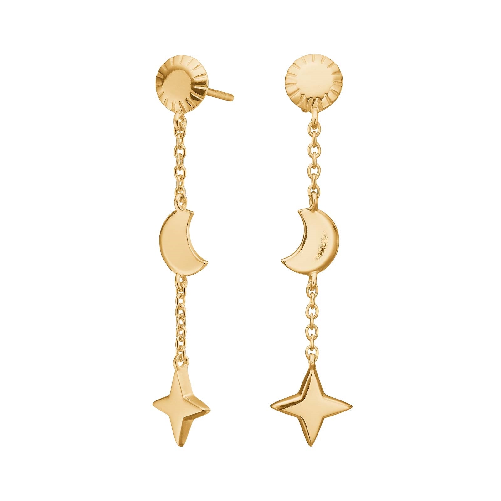 Nordahl Jewellery - UNIVERSE52 forgyldt sølv hængeøreringe m. symboler