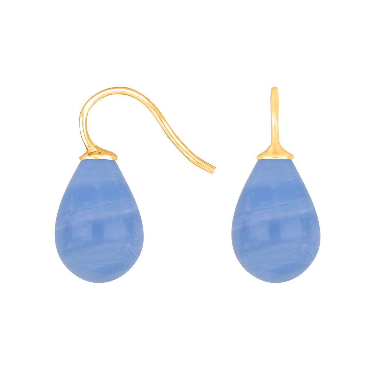 Elegante Heide-Heinzendorff-Ohrringe aus vergoldetem Silber mit tropfenförmigen blauen Quarzglassteinen – stilvoller, zeitloser Schmuck vom Schmuckzentrum.