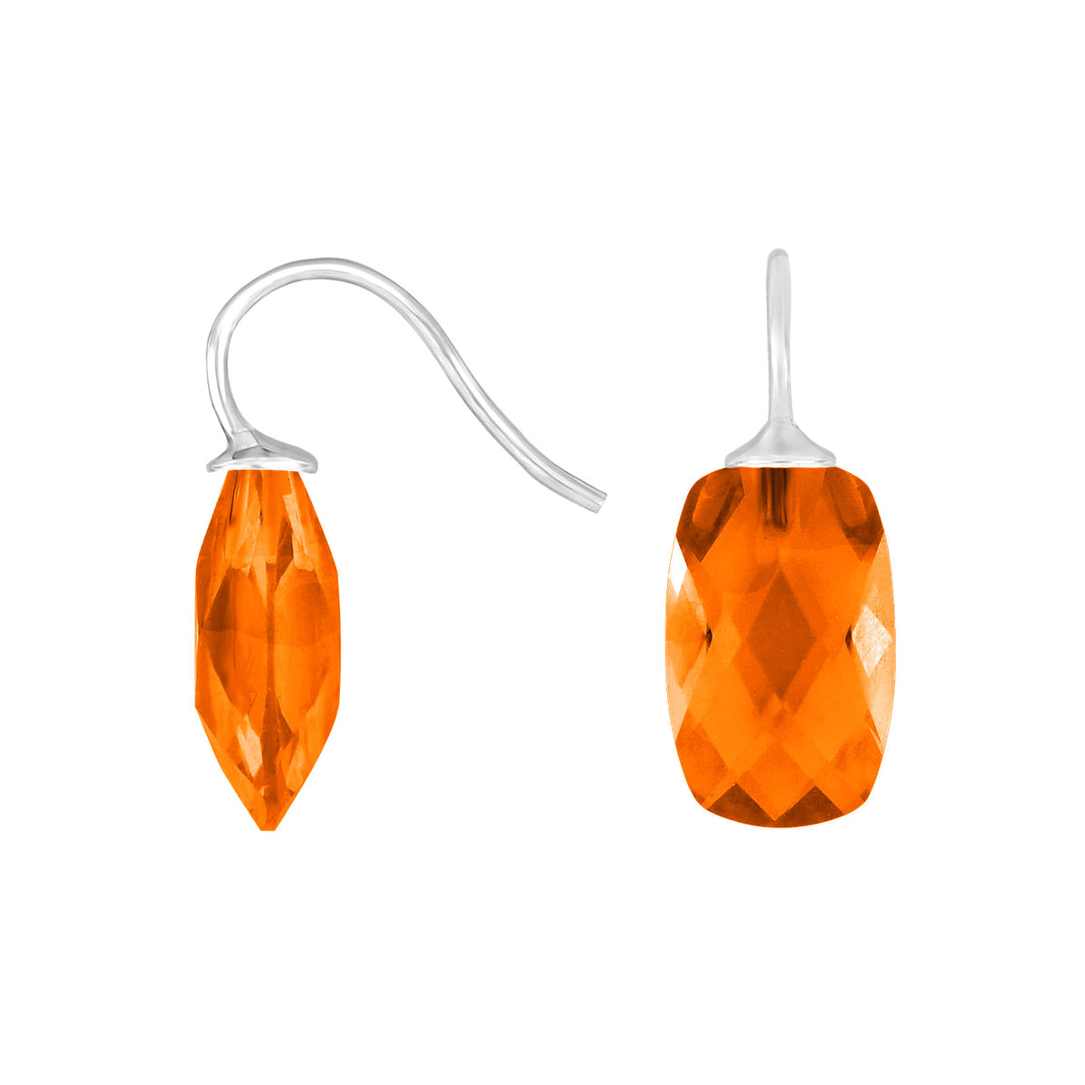 Heide Heinzendorff facettierte Ohrringe aus Silber mit orangefarbenem Quarzglas, 28 × 10 mm – stilvoll und raffiniert