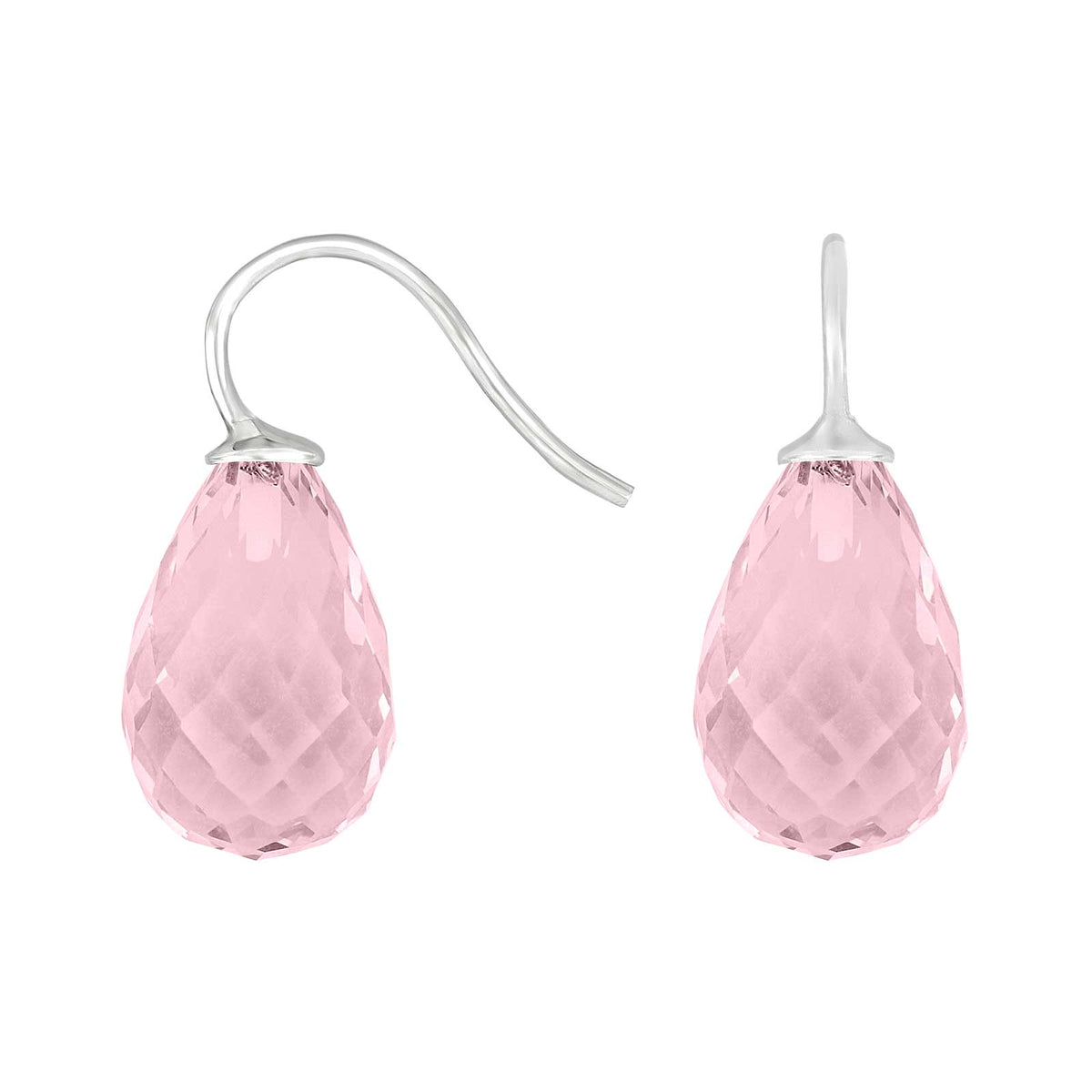 Elegante Heide Heinzendorff Ohrringe aus rhodiniertem Silber mit zartem rosa Quarz