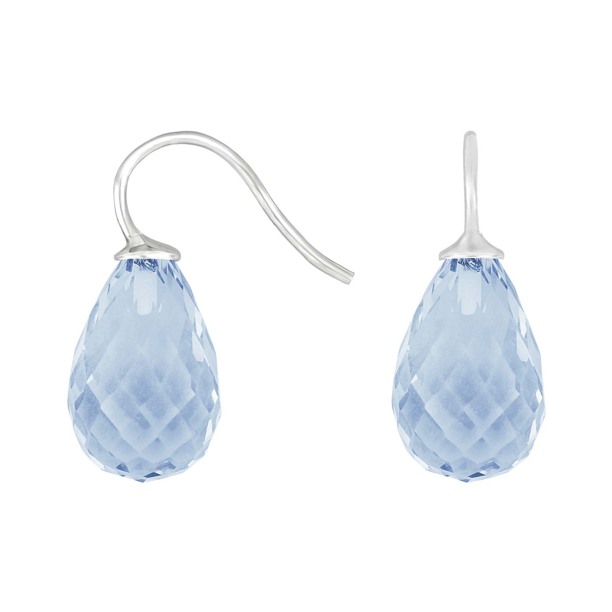 Elegante Heide Heinzendorff Ohrringe aus rhodiniertem Silber mit hellblauem Quarzglas