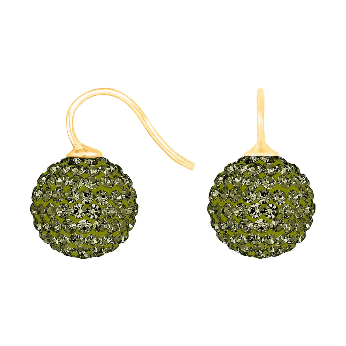 Elegante Pavé-Kugelohrringe aus vergoldetem Silber mit funkelnden grünen Zirkonia – stilvoller Schmuck vom Schmuckzentrum.
