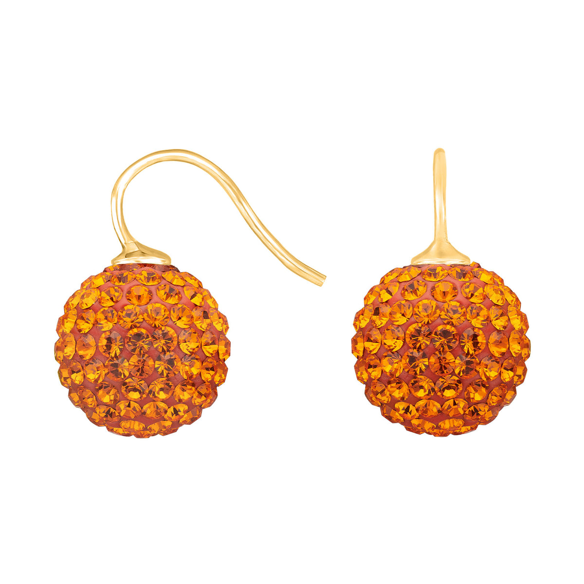 Elegante Heide Heinzendorff Pavé-Kugelohrringe aus vergoldetem Silber mit orangefarbenen Zirkoniasteinen.