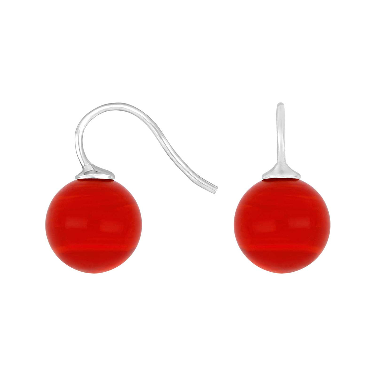 Elegante Heide-Heinzendorff-Ohrringe mit böhmischen Quarzglaskugeln aus rhodiniertem Silber und rotem Quarz