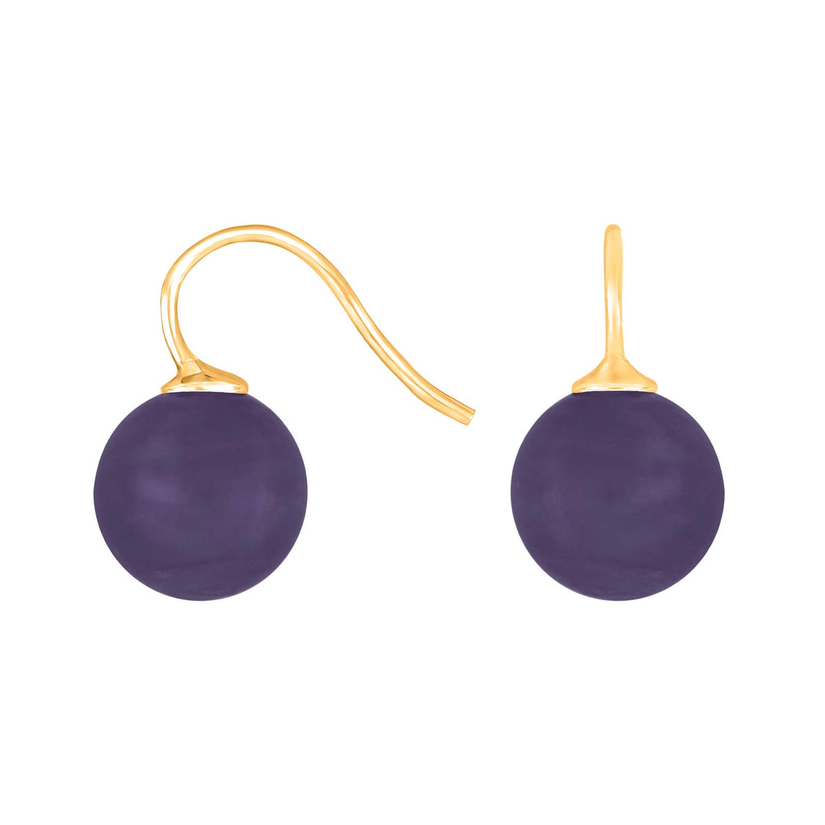 Heide Heinzendorff elegante Kugelohrringe aus böhmischem Quarzglas, gefertigt aus vergoldetem Silber mit raffiniertem violettem Quarz.