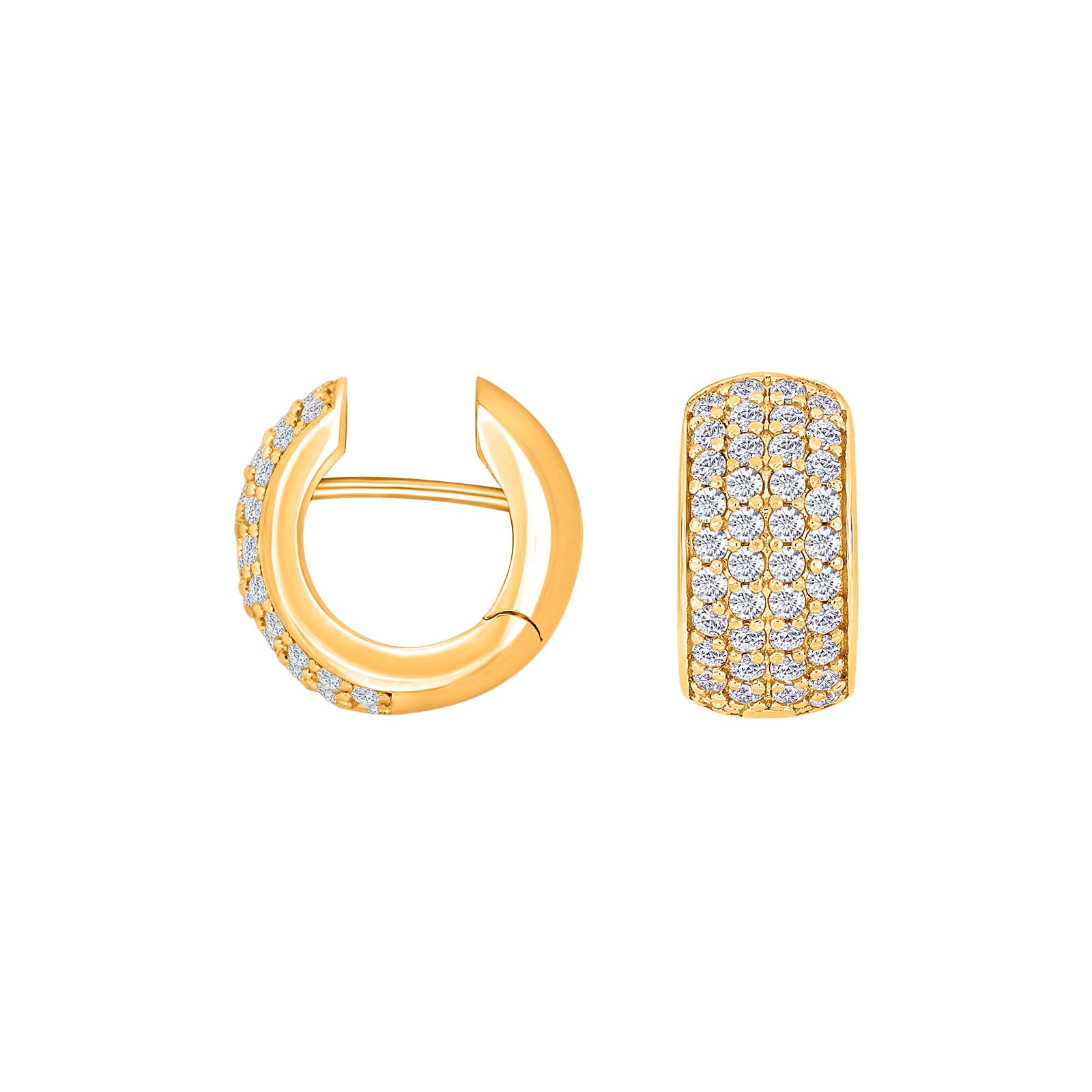 Heide Heinzendorff Kate system-creoler i forgyldt sølv med klare zirkonia-sten målende 15x8 mm.