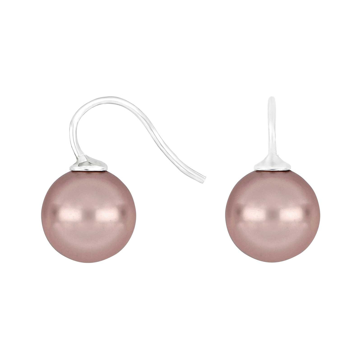 Elegante Heide Heinzendorff Mallorca-Ohrringe aus rhodiniertem Silber mit roséfarbenen Perlen