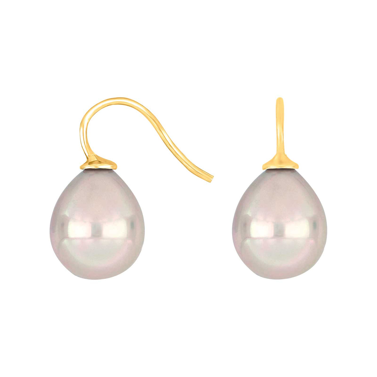 Elegante Heide-Heinzendorff-Ohrringe aus vergoldetem Silber mit rosafarbenen, tropfenförmigen Perlen.