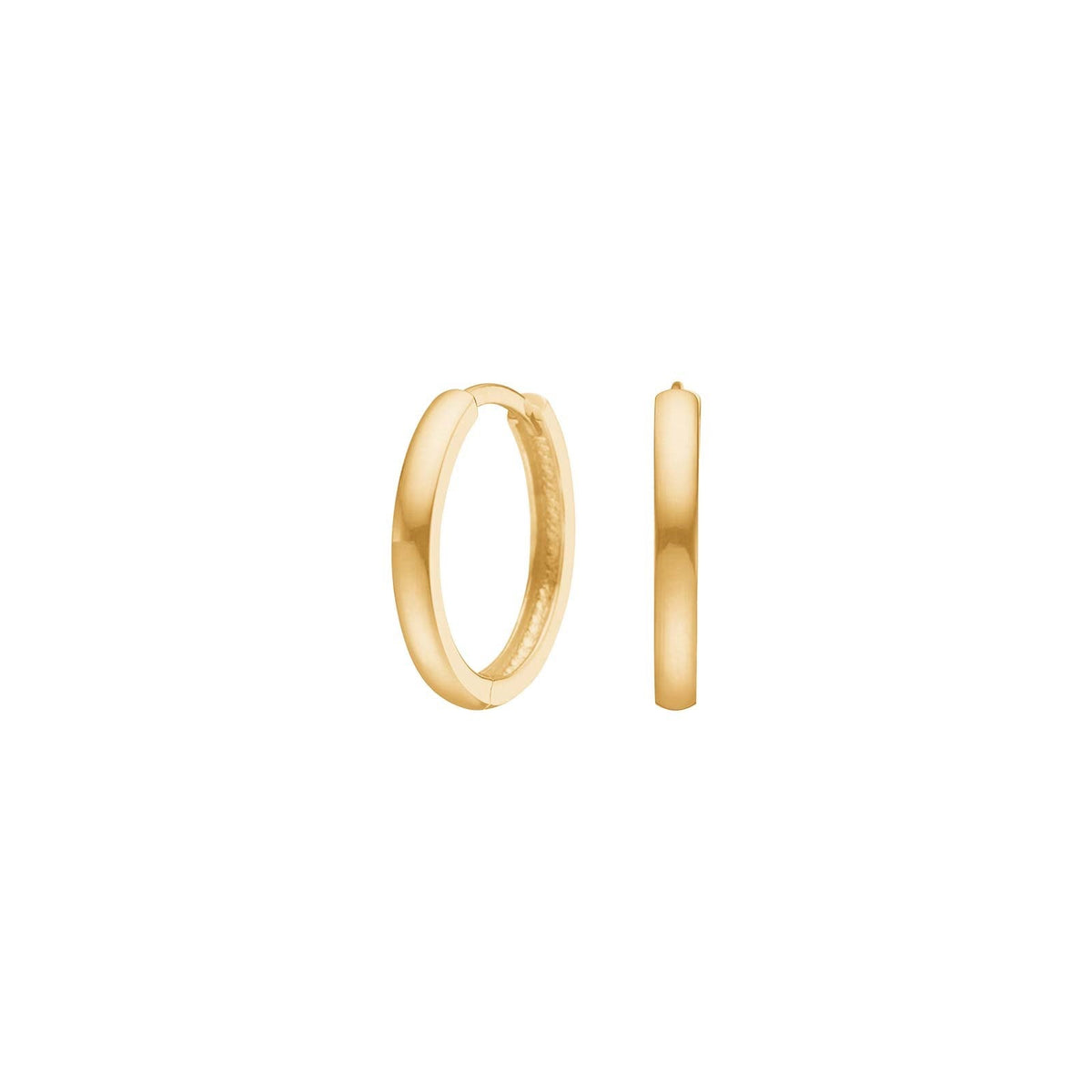 Siersbøl creoler i 8 og 14 karat guld med klassisk rund form og 16 mm diameter