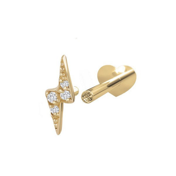 Nordahl Jewellery - PIERCE52 Labret ørestik m. lyn 14kt. guld 314 014BR5