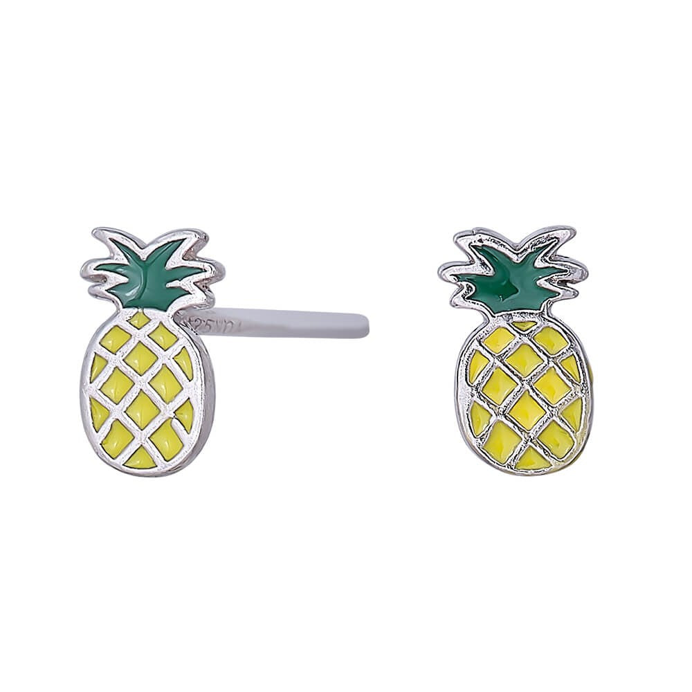 Børne ørestikker med ananas og emalje - 325 126