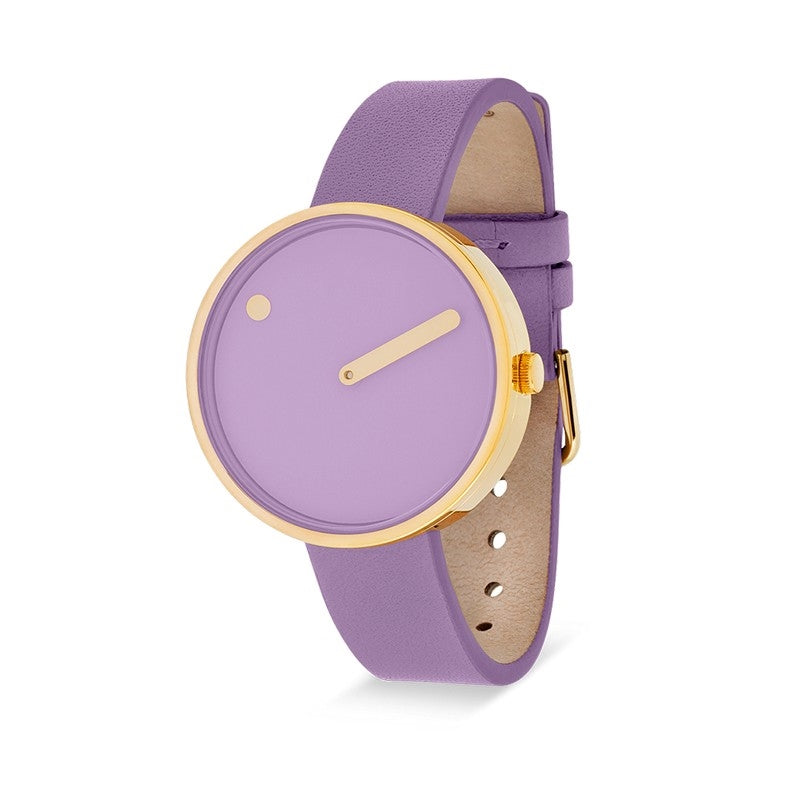 Picto ur med lavenderfarvet læderrem, light lavender urskive
