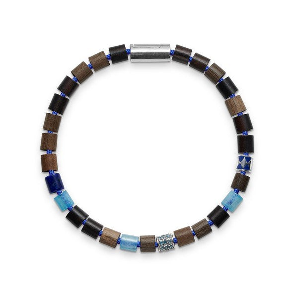 Black Sun - MAKUA BEACH Blue in blauem Nylon und Perlen mit Silberverschluss