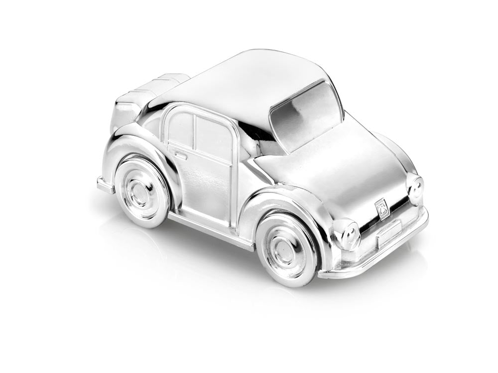 Zilverstad Spardose in Form eines klassischen Autos aus glänzendem, silberfarbenem Metall