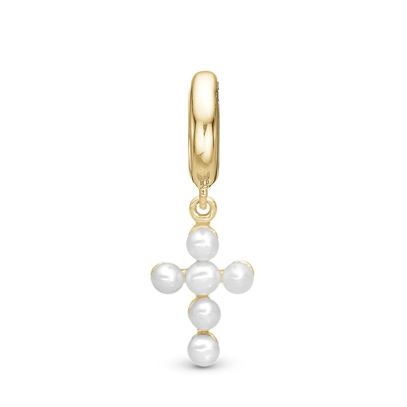 Pearl Cross Charm i forgyldt sølv fra Christina Watches