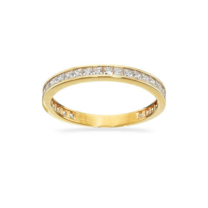 Scrouples alliancering i 8 kt. guld med zirkonia.