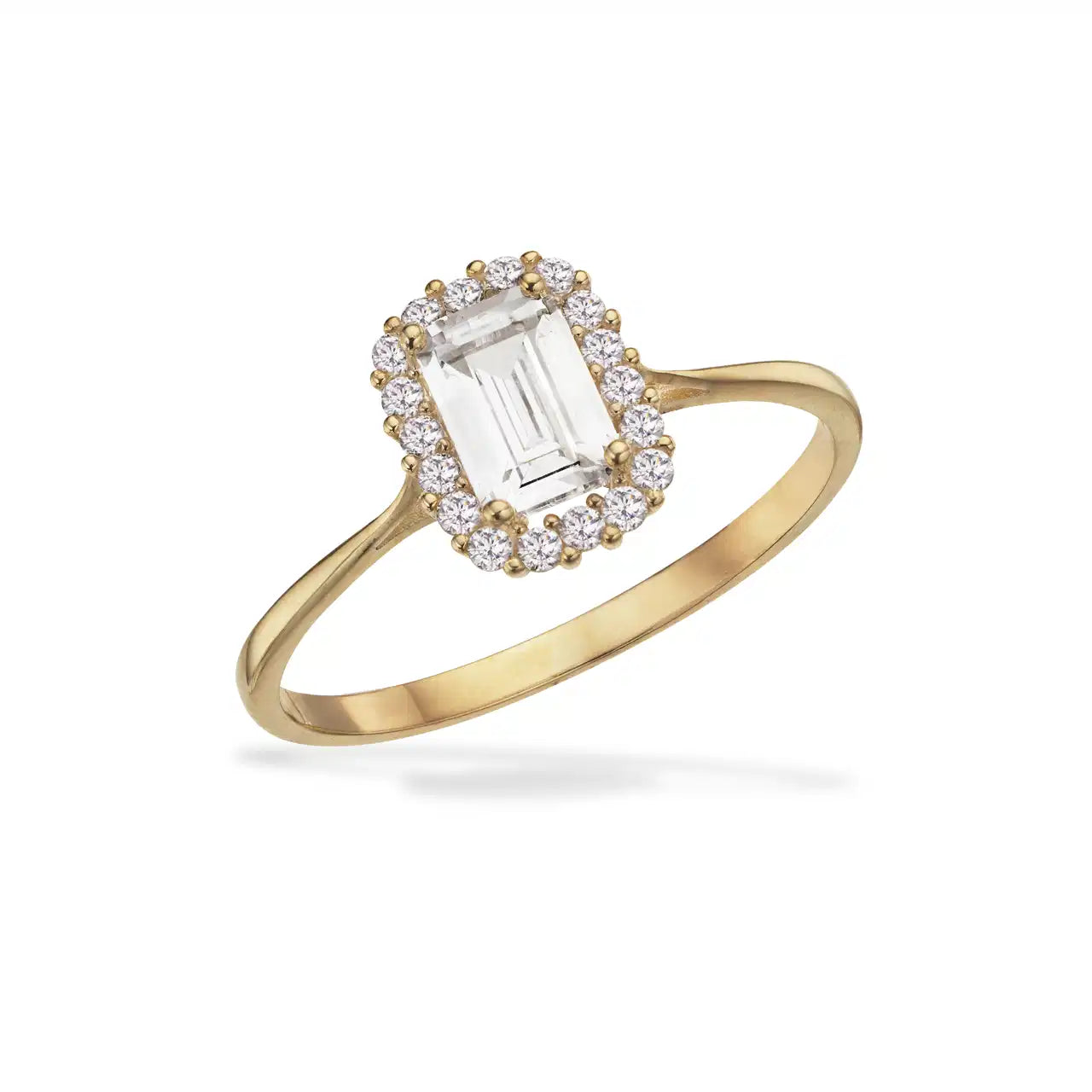 Scrouples ring roset baguette i 8 kt guld med zirkonia