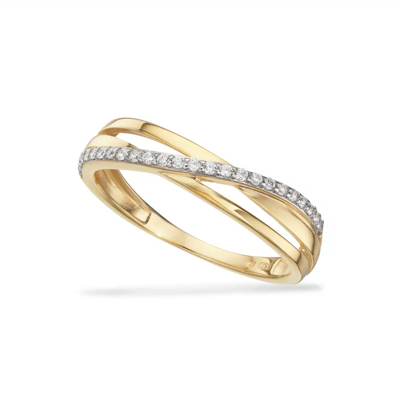 Scrouples ring i 8 kt guld med zirkonia