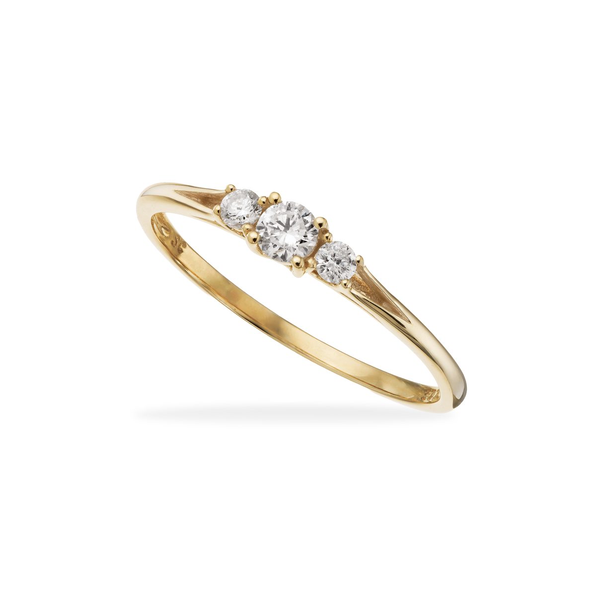 Eleganter Scrouples-Ring aus 8-karätigem Gold mit drei Brillanten von insgesamt 0,17 ct – ein stilvolles Schmuckstück aus dem Schmuckzentrum