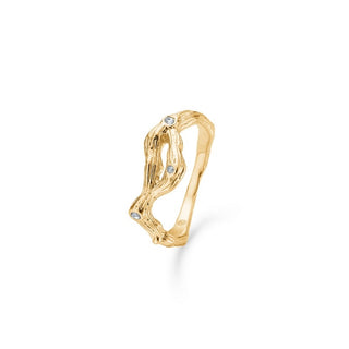 Studio Z Tangled ring i forgyldt 925 sterlingsølv med klare zirkonia og organisk bølgende form