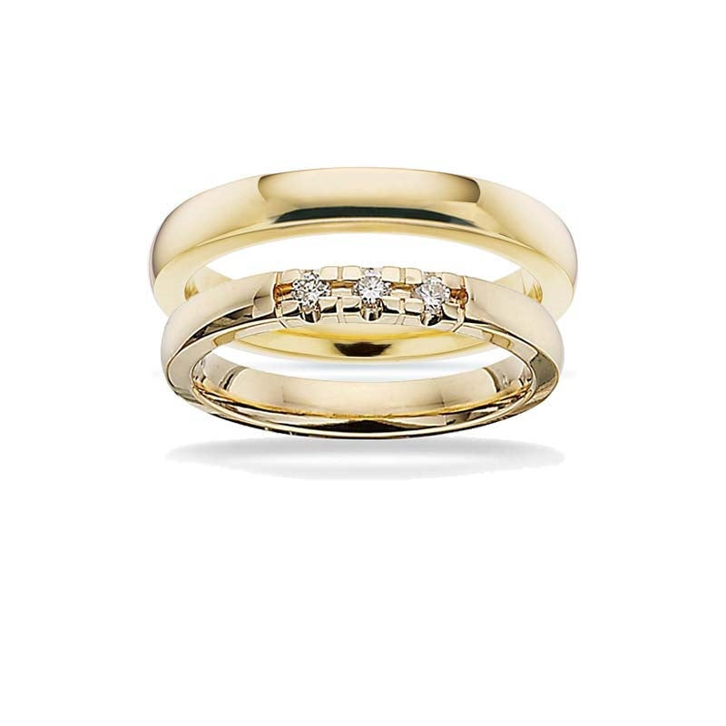 Trauringe - Grace Ringe 14kt. in 3mm mit 0,03ct. Diamant (wählen Sie die Anzahl der Steine)